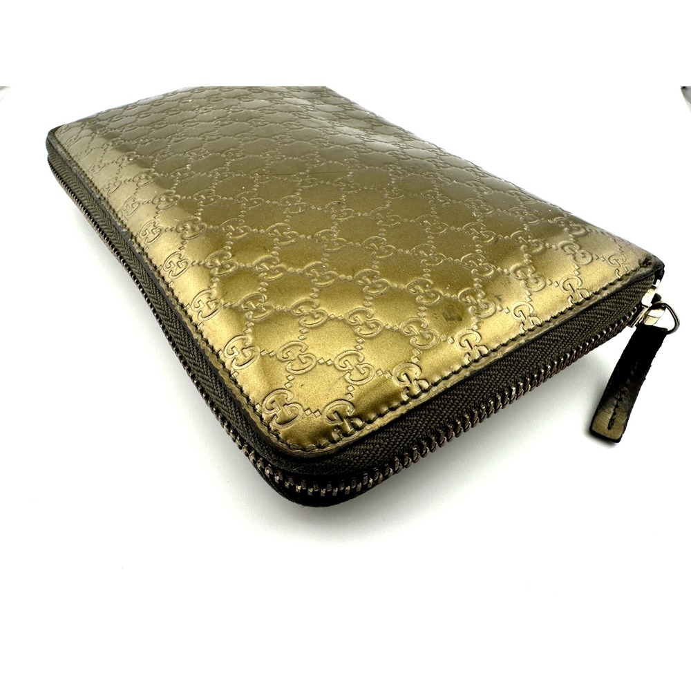 100% Authentic Gucci GG Monogram Gold Leather Zip-Around Wallet – GOOD Condition - Picture 5 of 12